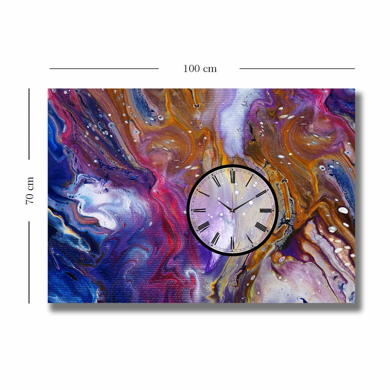Elegant Canvas Wall Clock, 27.6 x 39.4 inches | 100% Suede Canvas with 100% Wooden Frame (Thickness: 1.1 inches) | Perfect for Home Décor, Stylish Timepiece for Living Room & Office, Unique Design