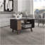 Table basse, 1 porte, 2 tablettes, wengé noir / chêne naturel