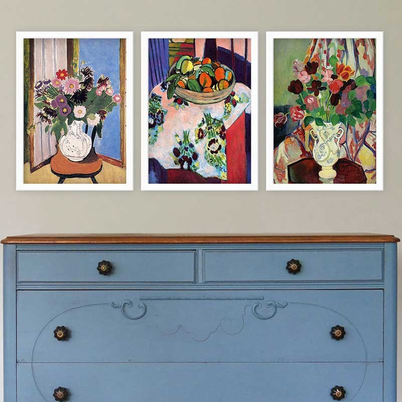 Ensemble de 3 peintures élégantes encadrées décoratives, 13,8 x 17,7 pouces chacune | 100% bois avec cadre 100% polystyrène (épaisseur: 0,8 pouce) | Impression numérique UV, parfaite pour le salon et la décoration intérieure