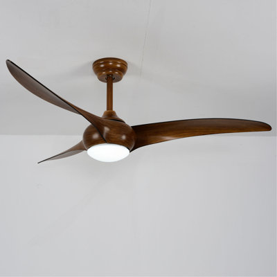 52" Ceiling Fan with  LED Light Remote Control,Quiet DC Motor 6 Speed Levels,3 PCS ABS Blades Fan Lamp,Adjust Height( 2 PCS Rod) Reversible Ceiling Fan, for Patio Living Room, Bedroom, Office,Indoor.