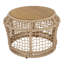 Table d'appoint ronde en bois d'acacia avec structure en corde tissée beige clair, plateau en teck, capacité de 150 lb, aucun assemblage requis, table d'appoint résistante aux intempéries pour le salon de patio