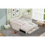 Lit de jour double rembourré avec lit gigogne et trois tiroirs, beige-129135418-129135397
