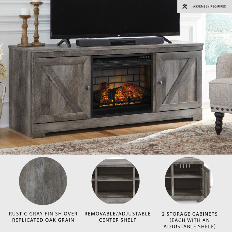 Dazya Unfinished TV Stand for TVs up to 60" with Fireplace Included