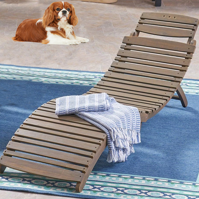 Chaises longues pliantes pour l'extérieur Chaise longue pliante en bois d'acacia avec poignée latérale pour piscine, pelouse et jardin