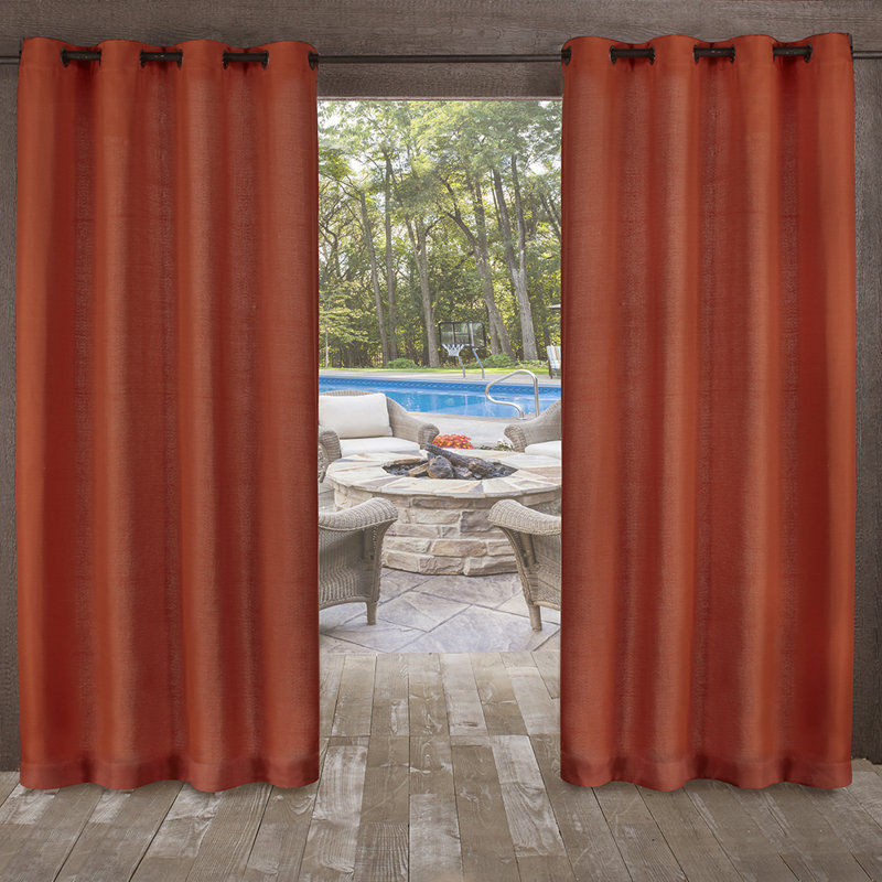 Breanna Semi Sheer Curtain Pair, Mecca Orange, 54" W x 108" L