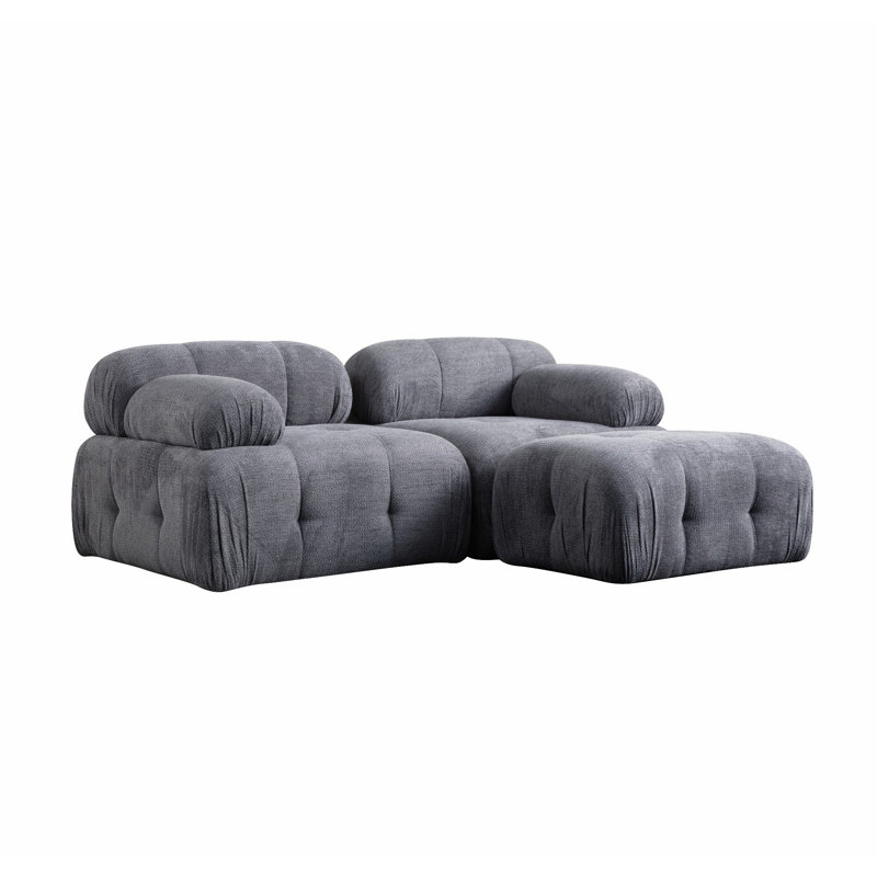 Élégant canapé d'angle, tissu gris, 74,8 x 63,0 x 29,5 pouces | Structure durable en bois de hêtre et en bois aggloméré, support dorsal en mousse 28D et silicone | Parfait pour le salon ou la salle familiale, design moderne
