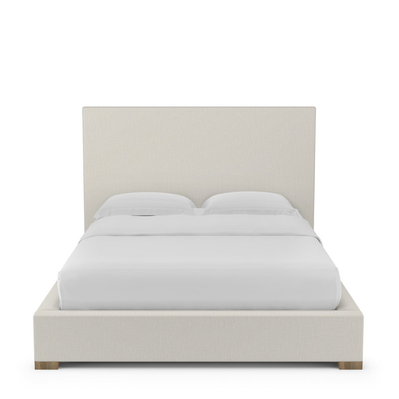 Sloan Upholstered Bed, Twin, Box Weave Linen Alabaster, Weathered