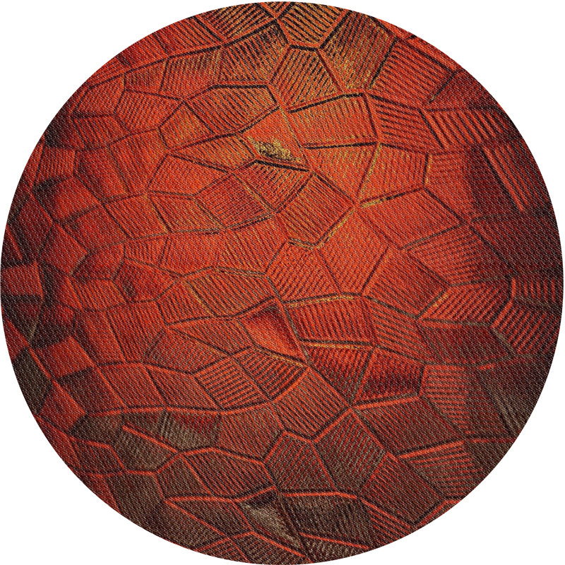 Tapis de zone orange à motif, Rond 8 pi