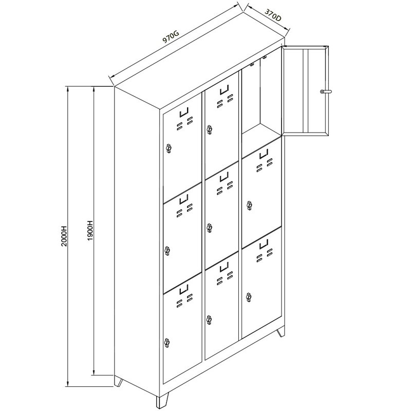 Armoire de rangement Locker, Blanc, H 78,7 po x l 38,2 po x P 14,6 po