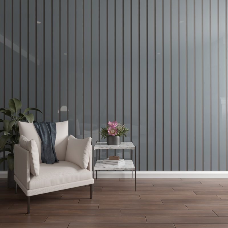 Ensemble de panneaux muraux réglables en acrylique avec lattes de l 4 po, H 47 po x l 44 po, Gris foncé