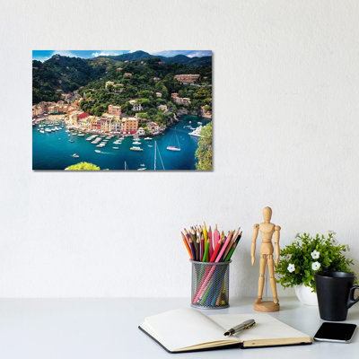 Portofino With The Inner Harbor by George Oze - Wrapped Canvas Print