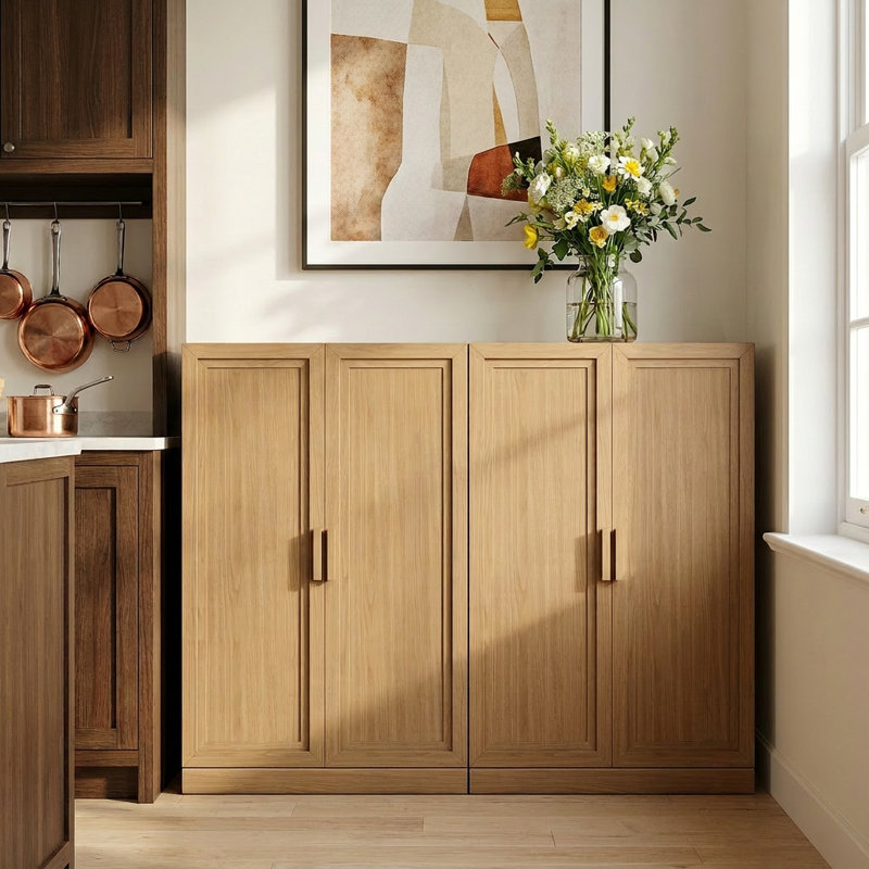 Armoire de rangement avec tablettes réglables Nashaya, Bois naturel, 1 PC-49"H