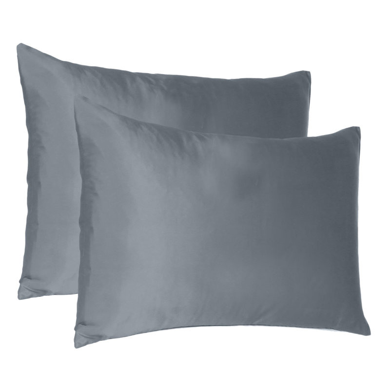 Taie d'oreiller en satin , Standard, Gris
