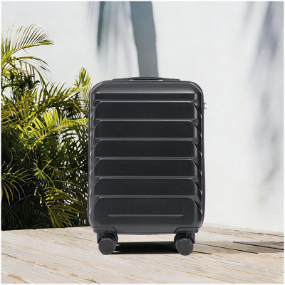 20 Inch ABS Hard Shell Travel Checked Luggage - Scratch Resistant Surface Four Multi-Directional Wheels, With Combination Lock.(Black)