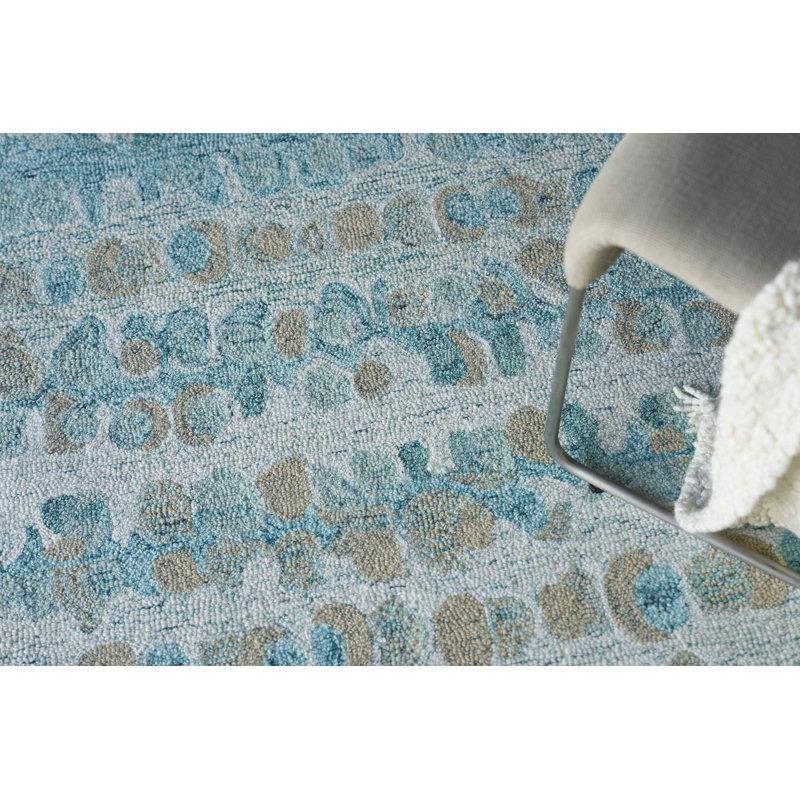 Rectangle Colorplay Hand Tutted Wool Area Rug in Navy, Rectangle 5' x 8'