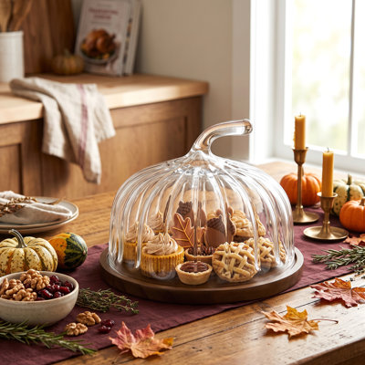 Pumpkin Shape Cake Stand Glass Dome