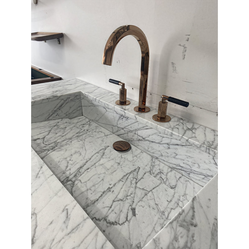 Toscane - Euro gris art déco brillant avec intérieur en bois de noyer massif avec pierre de marbre naturel 48 po
