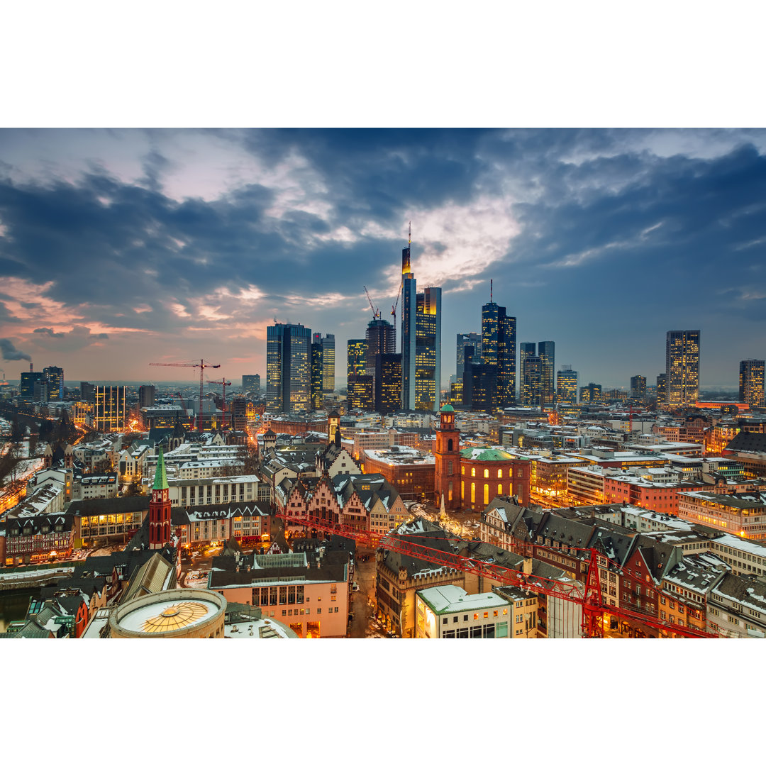 Frankfurt At Dusk by Sborisov - Wrapped Canvas Print