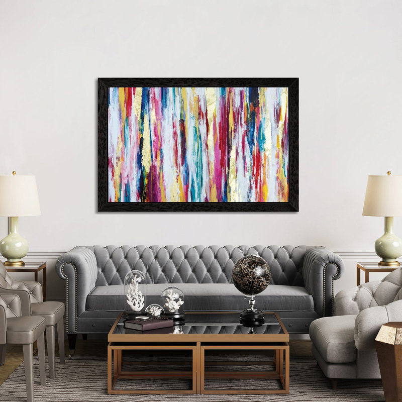 Thoughts Full Of Colours by Nikki Chauhan - Print on Canvas, 152.5 cm H x 101.5 cm W, Black Floater Framed