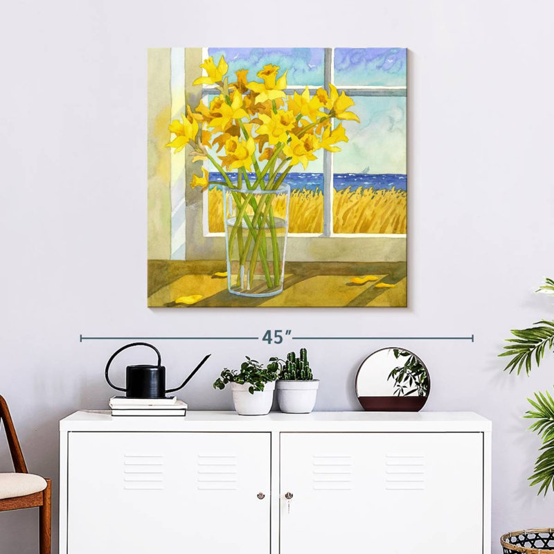 Jonquilles Harnek dans la fenêtre, H 30 po x l 30 po