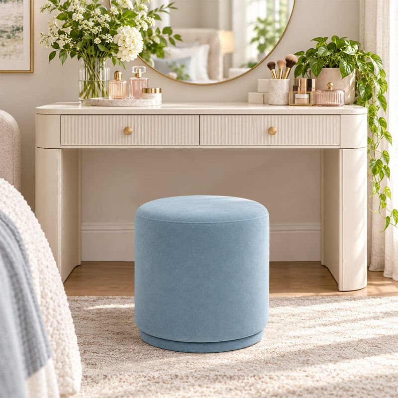 Tabouret de coiffeuse pivotant rond de 47 cm (18,5 po) recouvert de velours, Bleu