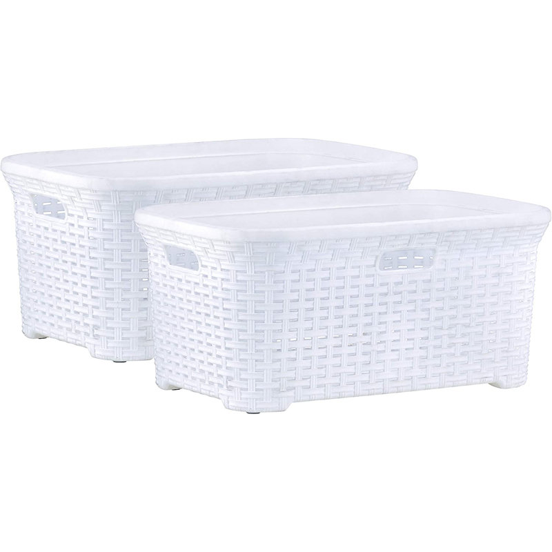 Wicker Laundry Basket, White