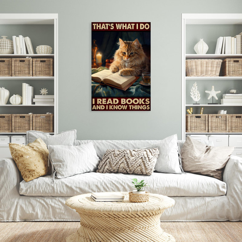 " Cat I Read Books ", 14" H x 11" W x 1.25" D