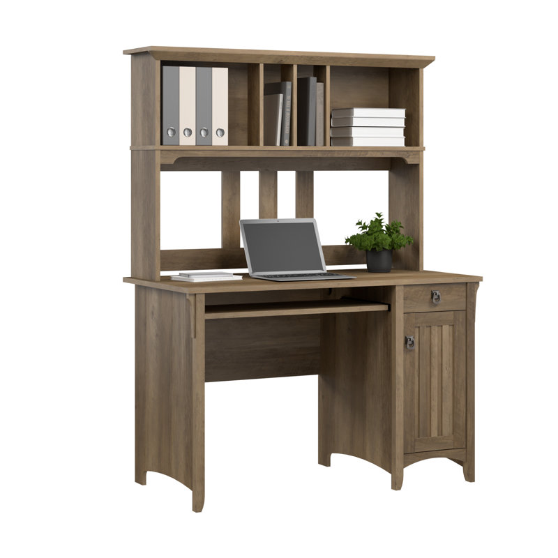 Small Computer Desk with Hutch in Reclaimed Pine, Reclaimed Pine