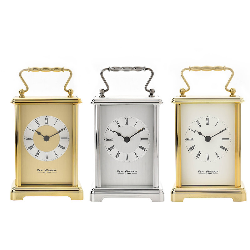 Roman Numeral Metal Quartz Movement / Crystal Tabletop Clock in Gold