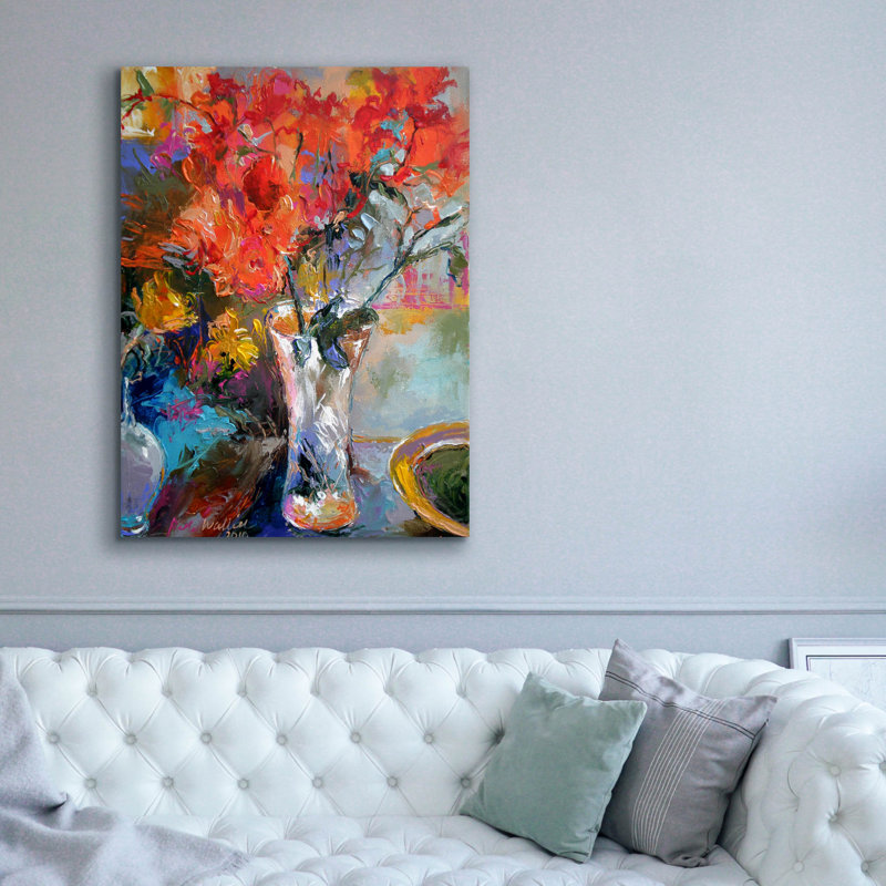 "Fleurs dans un vase" par Richard Wallich, H 54 po x l 40 po x P 1,5 po