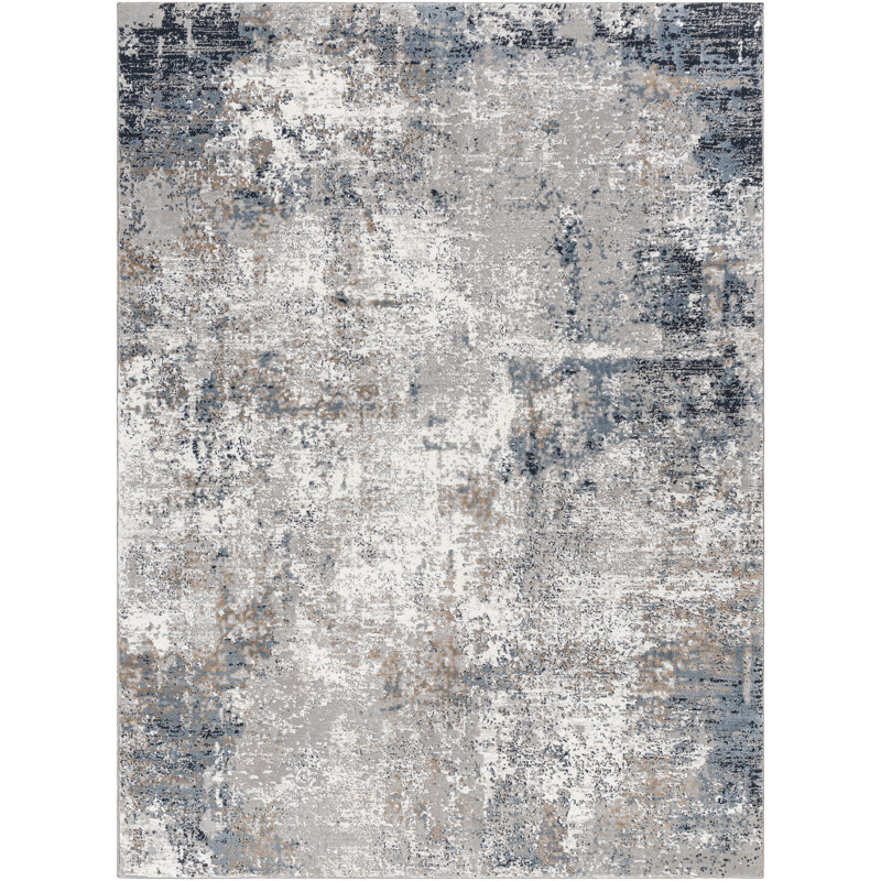 Quanna Abstract Machine Woven Polyester Area Rug, Rectangle 10' x 14'