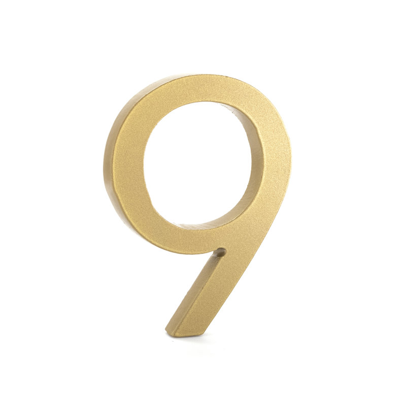 24 in. Flat Floating Mount House Number, Gold, 9