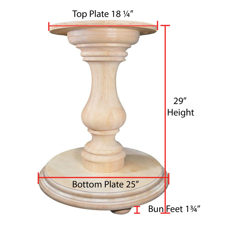 Bradford 32" Light Brown Solid Hardwood Pedestal Table Base