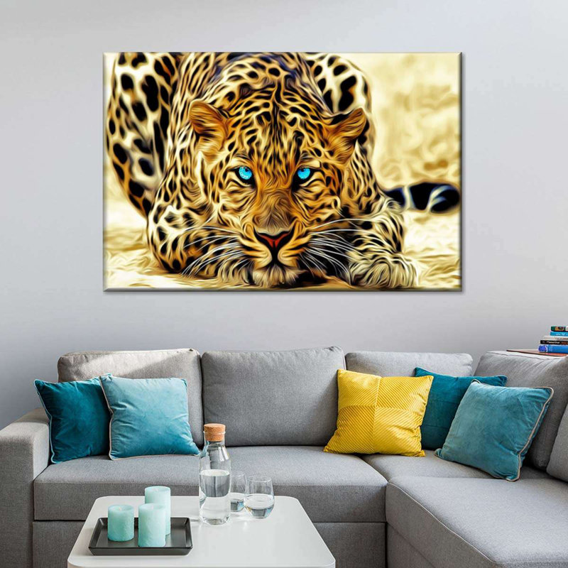 Impression sur toile «Blue Eyed Jaguar», H 20 po x l 30 po x P 1,25 po