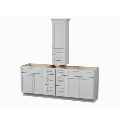 Disar 84' Double Bathroom Vanity With Counter Top Tall Cabinet Base Only