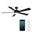 Ventilateur de plafond intelligent à cinq pales d'extérieur et d'intérieur Wynd avec télécommande et ensemble d'éclairage DEL inclus fonctionnant avec les applis Alexa, iOS ou Android-124322706-124322704-124322699
