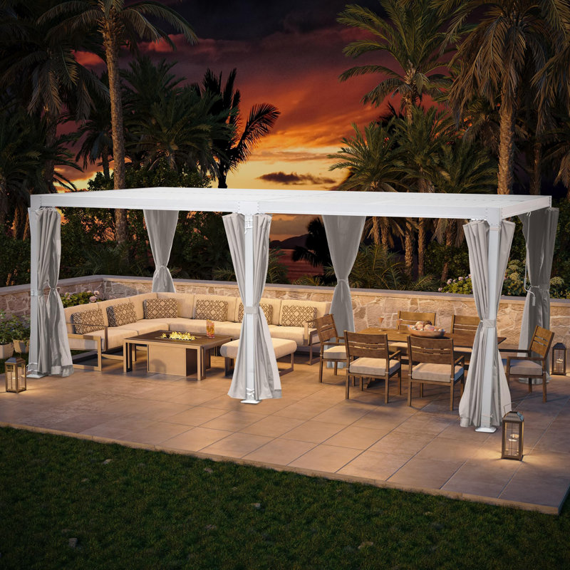 12Ft X 20Ft Aluminum Outdoor Pergola with Adjustable Louver Roof, Heavy Duty Weatherproof Patio Pavilion for Backyard & Deck