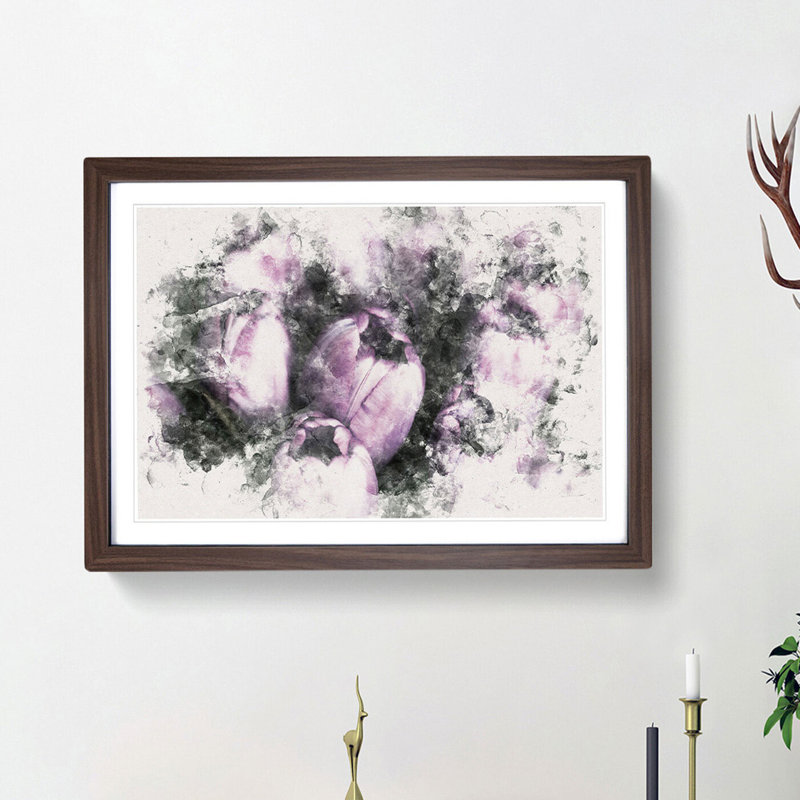 The Purple Tulips - Picture Frame Painting Print, 33cm H x 45cm W x 2cm D, Walnut Framed