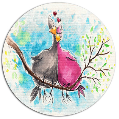 «Two Birds in Love on Branch», reproduction de peinture à l'huile sur métal