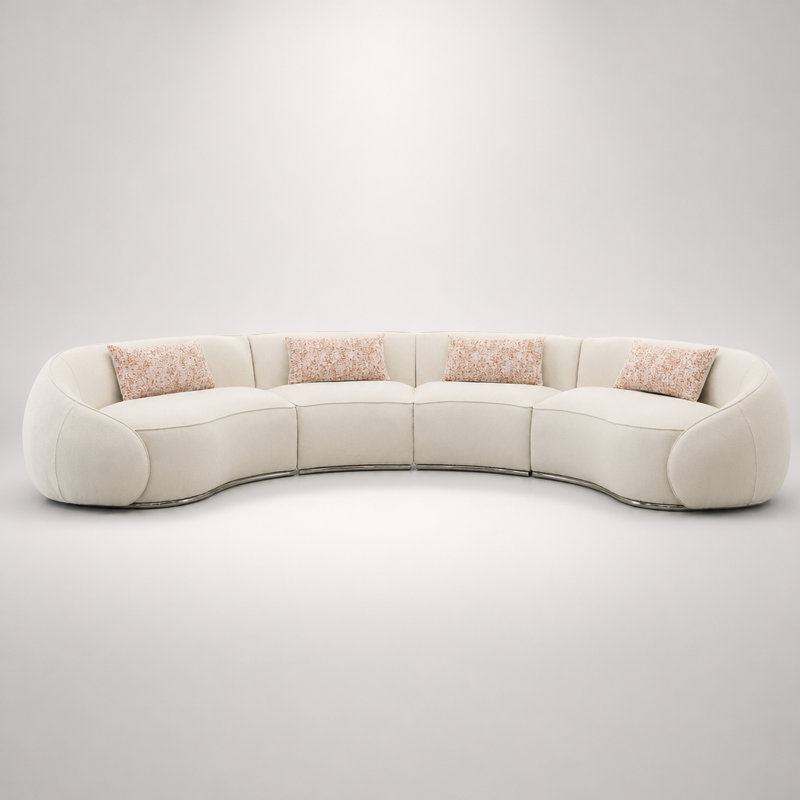 Canapé modulaire Sahara avec 4 coussins, Boucle et acier inoxydable