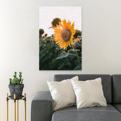 Deux tournesols sous le soleil - 1 pièce, reproduction d'art graphique sur toile tendue