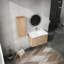 Meuble-lavabo mural 30 po avec lavabo et armoire latérale, portes à fermeture douce, armoire combinée-129864027