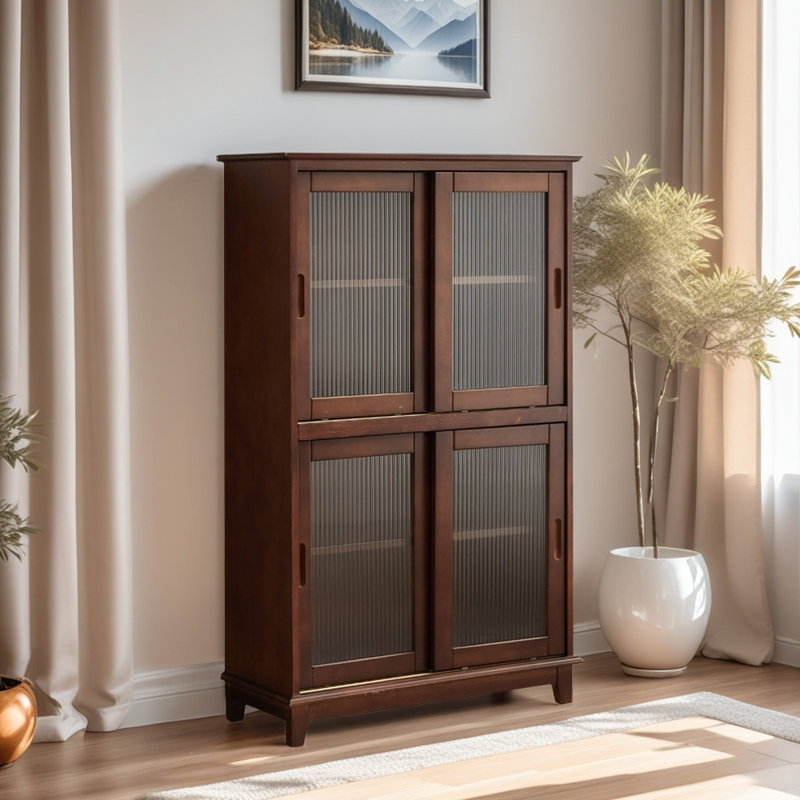 Bibliothèque simple en bois, (4 tablettes) H 52,36 po x l 32,28 po x P 13,39 po, Marron foncé