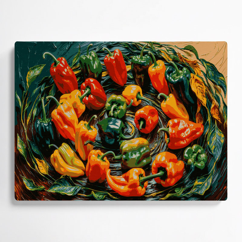 Légumes, poivre et art mural brun Habanero, H 20 po x l 24 po