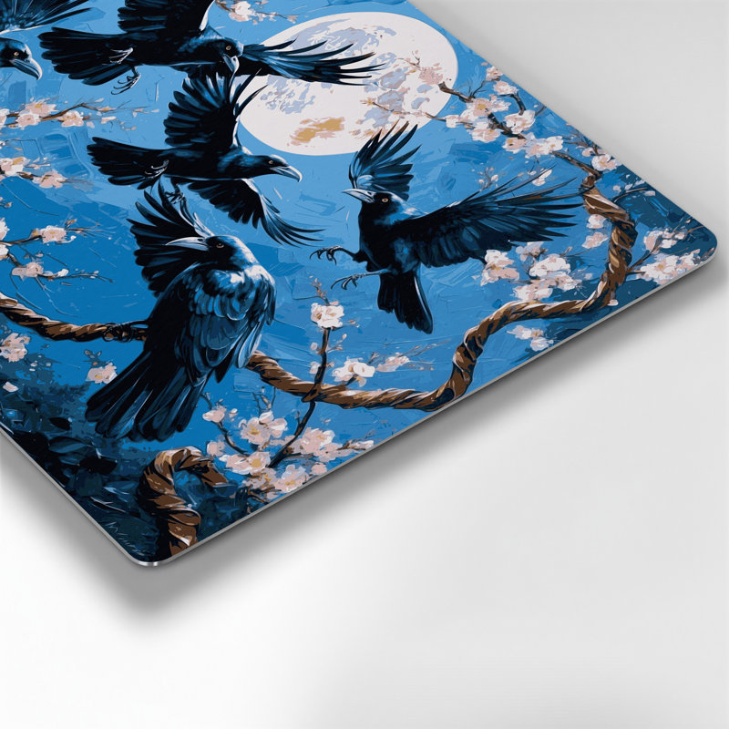 Oiseaux, art mural gris à gros corbeau, H 12 po x l 18 po
