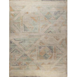 Hand Knotted Wool Abstract Area Rug in Beige/Green