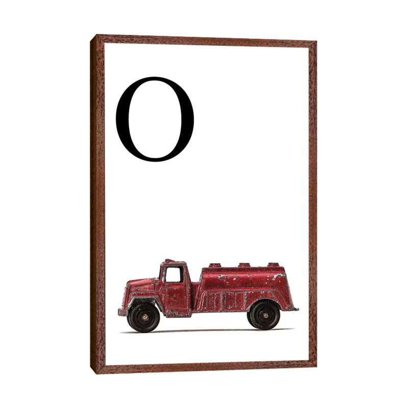 O Water Truck White Letter - Print on Canvas, 66.04 cm H x 45.72 cm W, Classic Brown Wood Framed