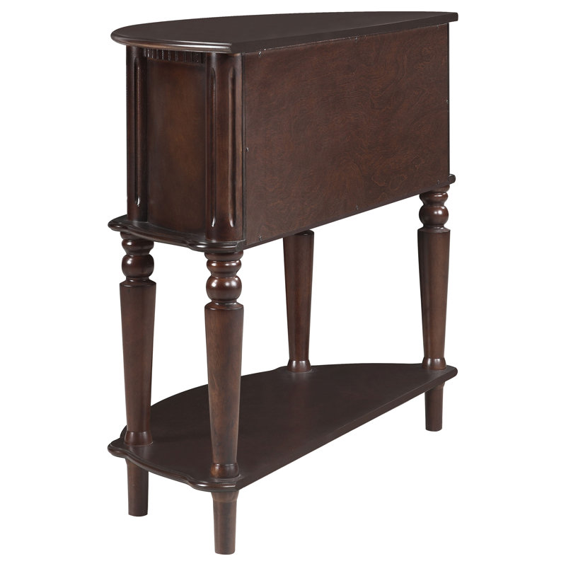 Alyssa 38'' Brown Wood Demilune Console Table with Storage