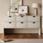 Retro Style Rubber Wood Veneer Six-Drawer Dresser Sideboard Cabinet Console Table Sofa Table Ample Storage Spaces For Living Room