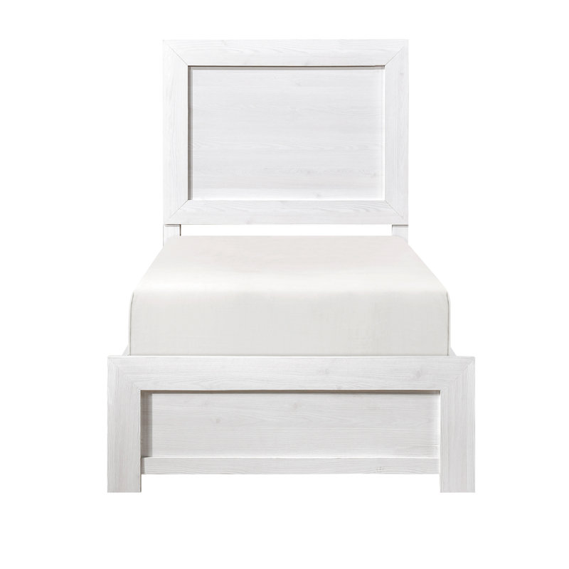 Lit simple à panneau en bois blanc avec partie de soutien d'ingénierie Rails et structure en bois
